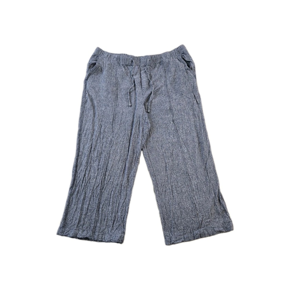 Gap Women's Capri Pants Pull On Elastic Waist Linen Blend Crepe Texture Size XL